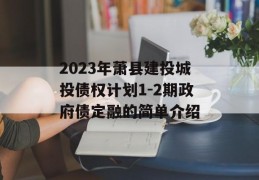 2023年萧县建投城投债权计划1-2期政府债定融的简单介绍