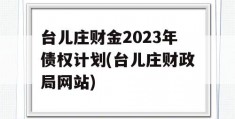 台儿庄财金2023年债权计划(台儿庄财政局网站)