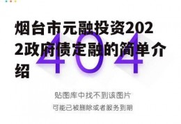 烟台市元融投资2022政府债定融的简单介绍