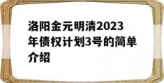 洛阳金元明清2023年债权计划3号的简单介绍