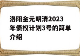 洛阳金元明清2023年债权计划3号的简单介绍