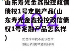 山东寿光金鑫投控政信债权1号定融产品(山东寿光金鑫投控政信债权1号定融产品怎么样)