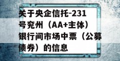 关于央企信托-231号兖州（AA+主体）银行间市场中票（公募债券）的信息