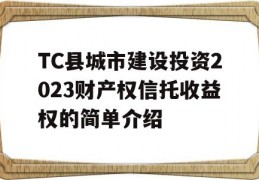 TC县城市建设投资2023财产权信托收益权的简单介绍