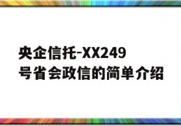 央企信托-XX249号省会政信的简单介绍