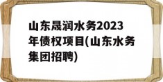 山东晟润水务2023年债权项目(山东水务集团招聘)