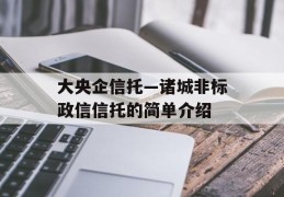 大央企信托—诸城非标政信信托的简单介绍