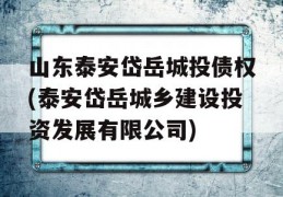 山东泰安岱岳城投债权(泰安岱岳城乡建设投资发展有限公司)