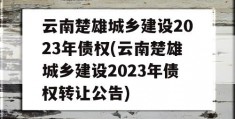 云南楚雄城乡建设2023年债权(云南楚雄城乡建设2023年债权转让公告)