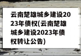 云南楚雄城乡建设2023年债权(云南楚雄城乡建设2023年债权转让公告)