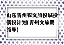 山东青州农文旅投城投债权计划(青州文旅局领导)