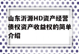 山东沂源HD资产经营债权资产收益权的简单介绍