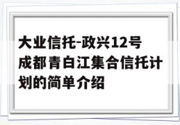 大业信托-政兴12号成都青白江集合信托计划的简单介绍