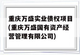 重庆万盛实业债权项目(重庆万盛国有资产经营管理有限公司)