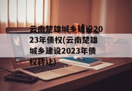 云南楚雄城乡建设2023年债权(云南楚雄城乡建设2023年债权转让)