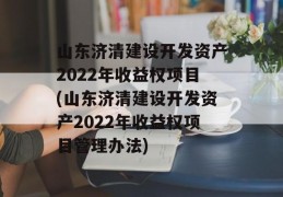 山东济清建设开发资产2022年收益权项目(山东济清建设开发资产2022年收益权项目管理办法)