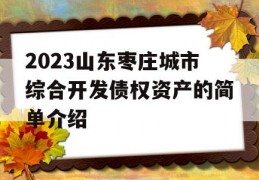 2023山东枣庄城市综合开发债权资产的简单介绍