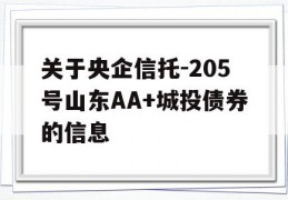 关于央企信托-205号山东AA+城投债券的信息