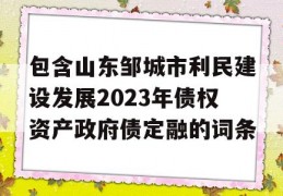 包含山东邹城市利民建设发展2023年债权资产政府债定融的词条