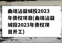 曲靖沾益城投2023年债权项目(曲靖沾益城投2023年债权项目开工)