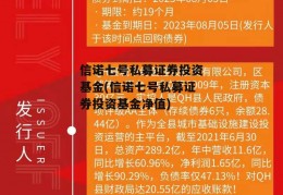 信诺七号私募证券投资基金(信诺七号私募证券投资基金净值)