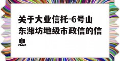 关于大业信托-6号山东潍坊地级市政信的信息