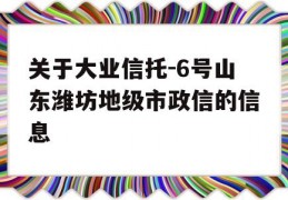 关于大业信托-6号山东潍坊地级市政信的信息