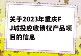 关于2023年重庆FJ城投应收债权产品项目的信息