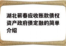 湖北蕲春应收账款债权资产政府债定融的简单介绍