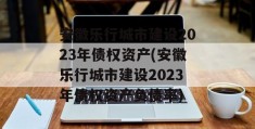 安徽乐行城市建设2023年债权资产(安徽乐行城市建设2023年债权资产负债率)