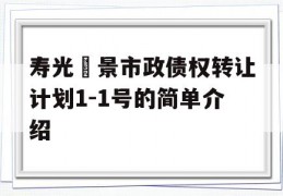 寿光昇景市政债权转让计划1-1号的简单介绍