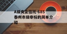 A级央企信托-685泰州市级非标的简单介绍