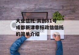 大业信托-共创81号成都新津非标政信信托的简单介绍