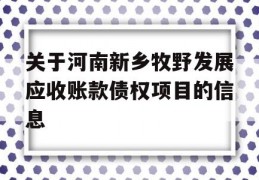 关于河南新乡牧野发展应收账款债权项目的信息