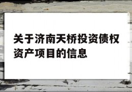 关于济南天桥投资债权资产项目的信息