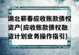 湖北蕲春应收账款债权资产(应收账款债权融资计划业务操作指引)