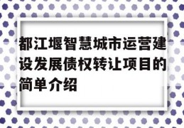 都江堰智慧城市运营建设发展债权转让项目的简单介绍