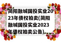 简阳融城国投实业2023年债权拍卖(简阳融城国投实业2023年债权拍卖公告)