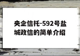 央企信托-592号盐城政信的简单介绍