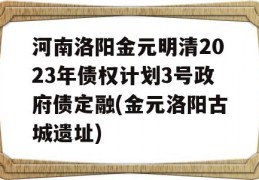 河南洛阳金元明清2023年债权计划3号政府债定融(金元洛阳古城遗址)