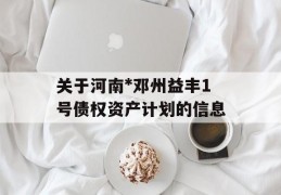 关于河南*邓州益丰1号债权资产计划的信息