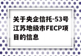 关于央企信托-53号江苏地级市FECP项目的信息