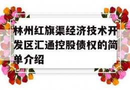 林州红旗渠经济技术开发区汇通控股债权的简单介绍