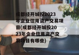 成都经开城投2023年企业信用资产交易项目(成都经开城投2023年企业信用资产交易项目有哪些)