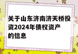 关于山东济南济天桥投资2024年债权资产的信息