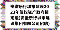 安徽乐行城市建设2023年债权资产政府债定融(安徽乐行城市建设集团有限公司招聘)