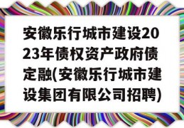 安徽乐行城市建设2023年债权资产政府债定融(安徽乐行城市建设集团有限公司招聘)