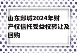 山东郯城2024年财产权信托受益权转让及回购