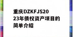 重庆DZKFJS2023年债权资产项目的简单介绍