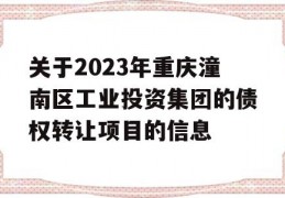 关于2023年重庆潼南区工业投资集团的债权转让项目的信息